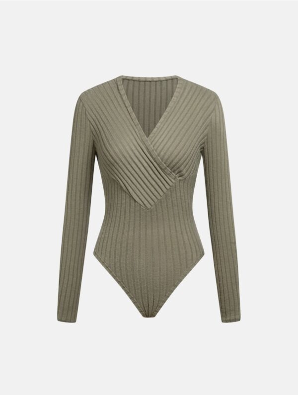 V Neck Textured Bodysuit - Image 3