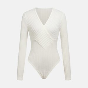V Neck Textured Bodysuit - Image 5