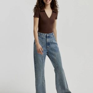 Ribbed Polo Bodysuit