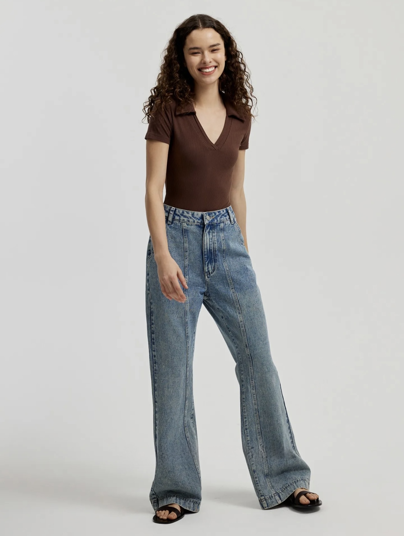 Ribbed Polo Bodysuit - Image 1