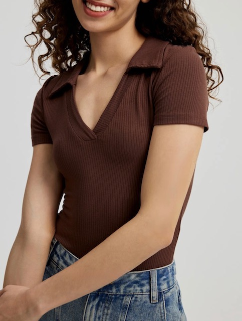 Ribbed Polo Bodysuit - Image 2