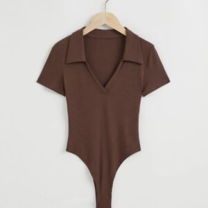 Ribbed Polo Bodysuit - Image 8
