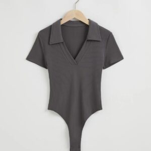 Ribbed Polo Bodysuit - Image 4