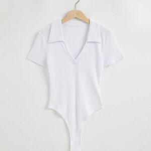 Ribbed Polo Bodysuit - Image 6