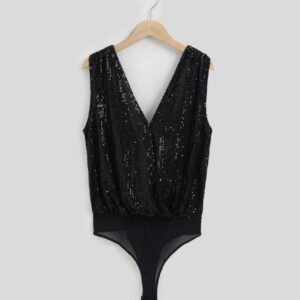 Draped Sequinned Bodysuit - Image 5