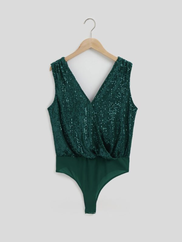 Draped Sequinned Bodysuit - Image 2