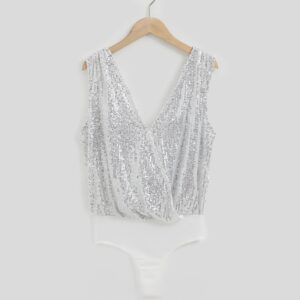 Draped Sequinned Bodysuit - Image 8