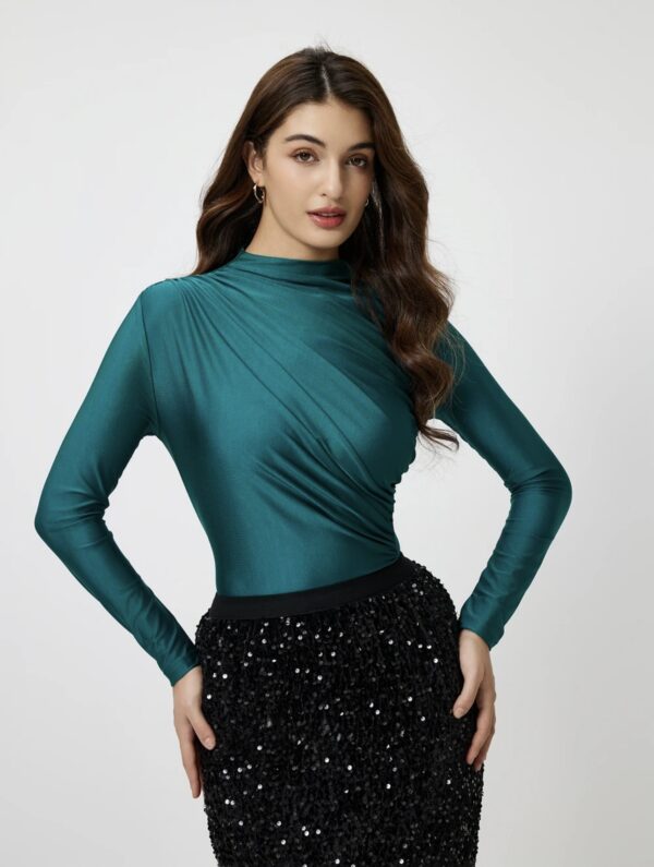 Turquoise Gathered Bodysuit - Image 2