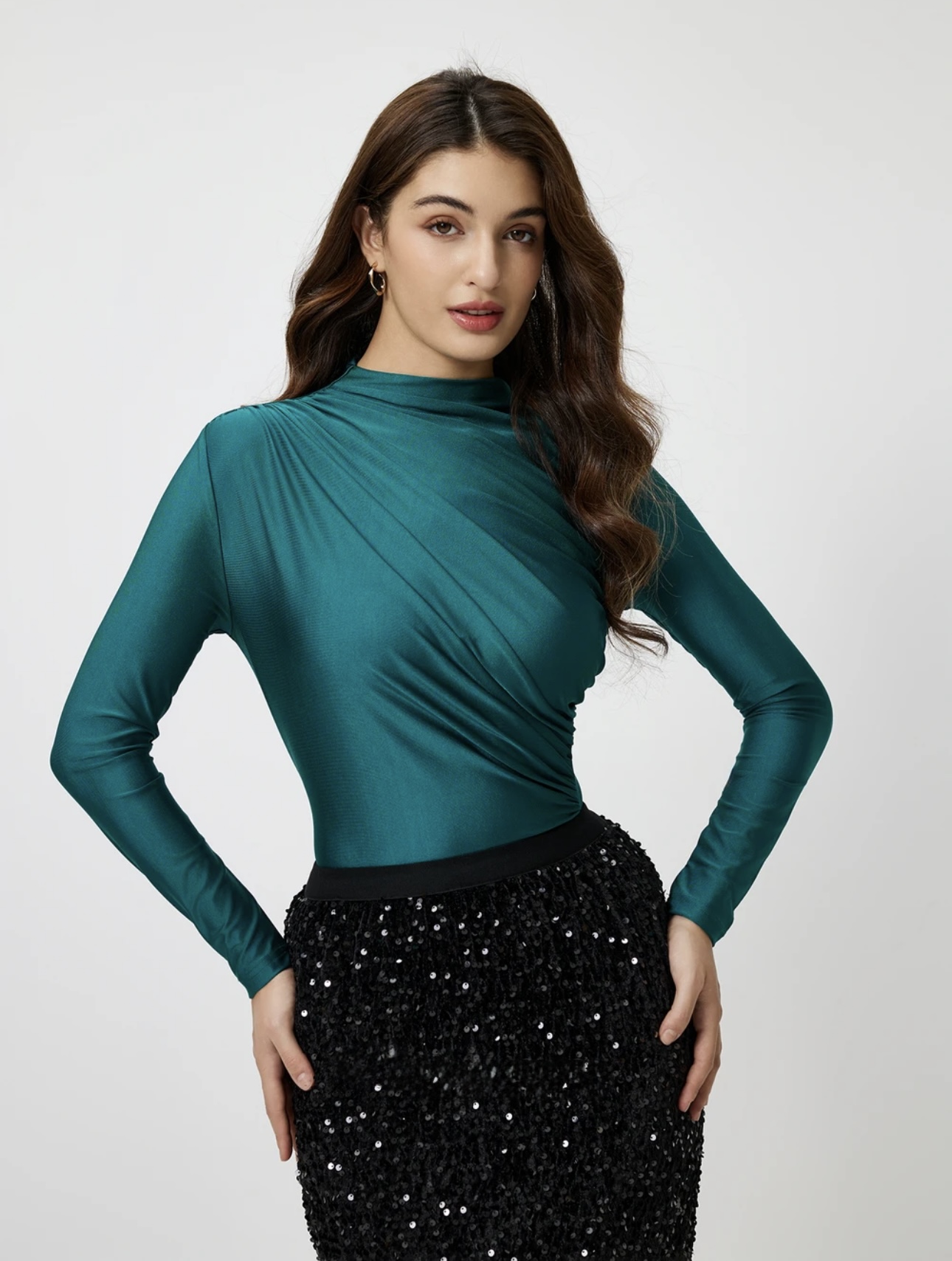 Turquoise Gathered Bodysuit - Image 2