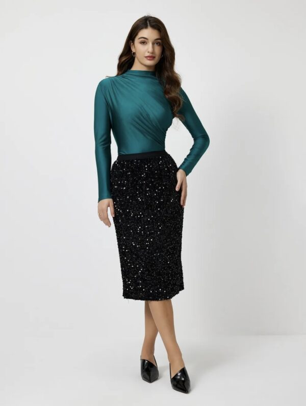 Turquoise Gathered Bodysuit - Image 3