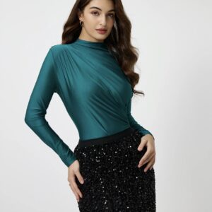 Turquoise Gathered Bodysuit