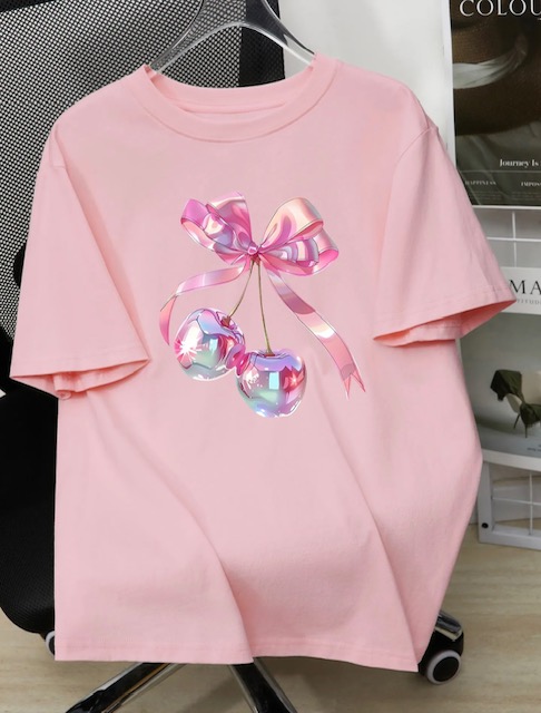 Pink Printed Pullover T - Shirts - Image 10