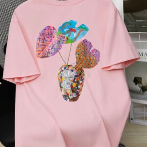 Pink Printed Pullover T - Shirts - Image 6