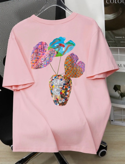 Pink Printed Pullover T - Shirts - Image 6