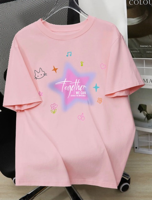 Pink Printed Pullover T - Shirts - Image 5