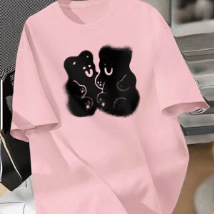 Pink Printed Pullover T - Shirts - Image 2