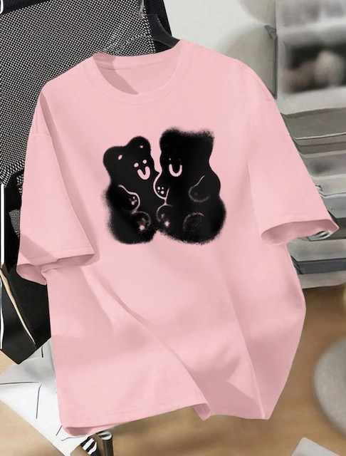 Pink Printed Pullover T - Shirts - Image 2