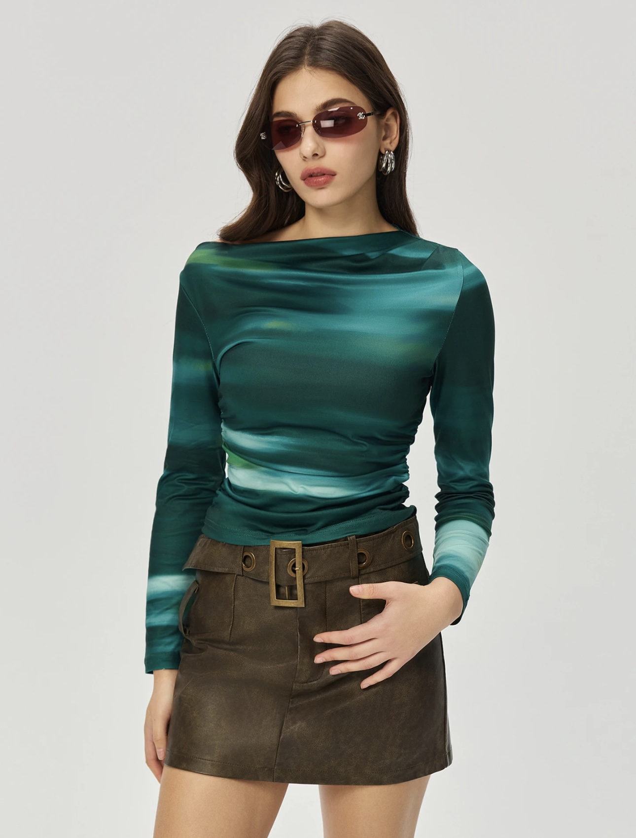 Printed Ruched Top - Image 1