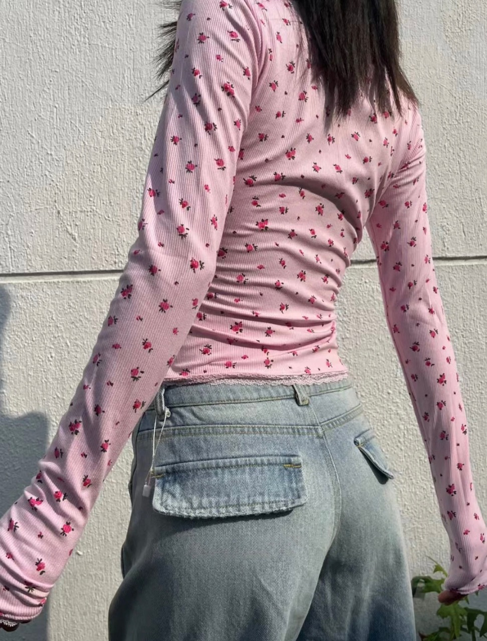 Printed Lace Trimmed Top - Image 7