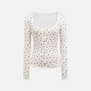 Printed Lace Trimmed Top - Image 2