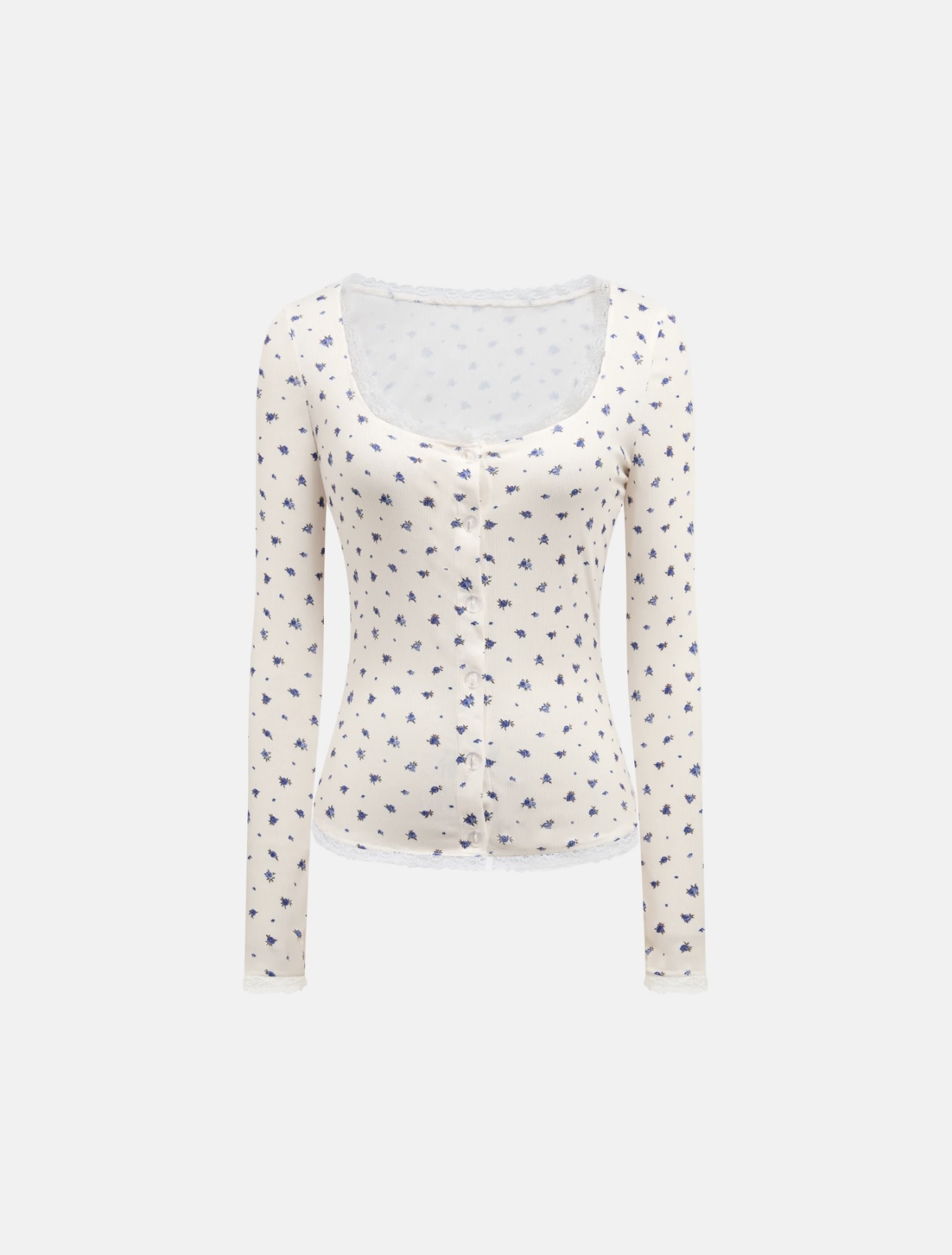 Printed Lace Trimmed Top - Image 2
