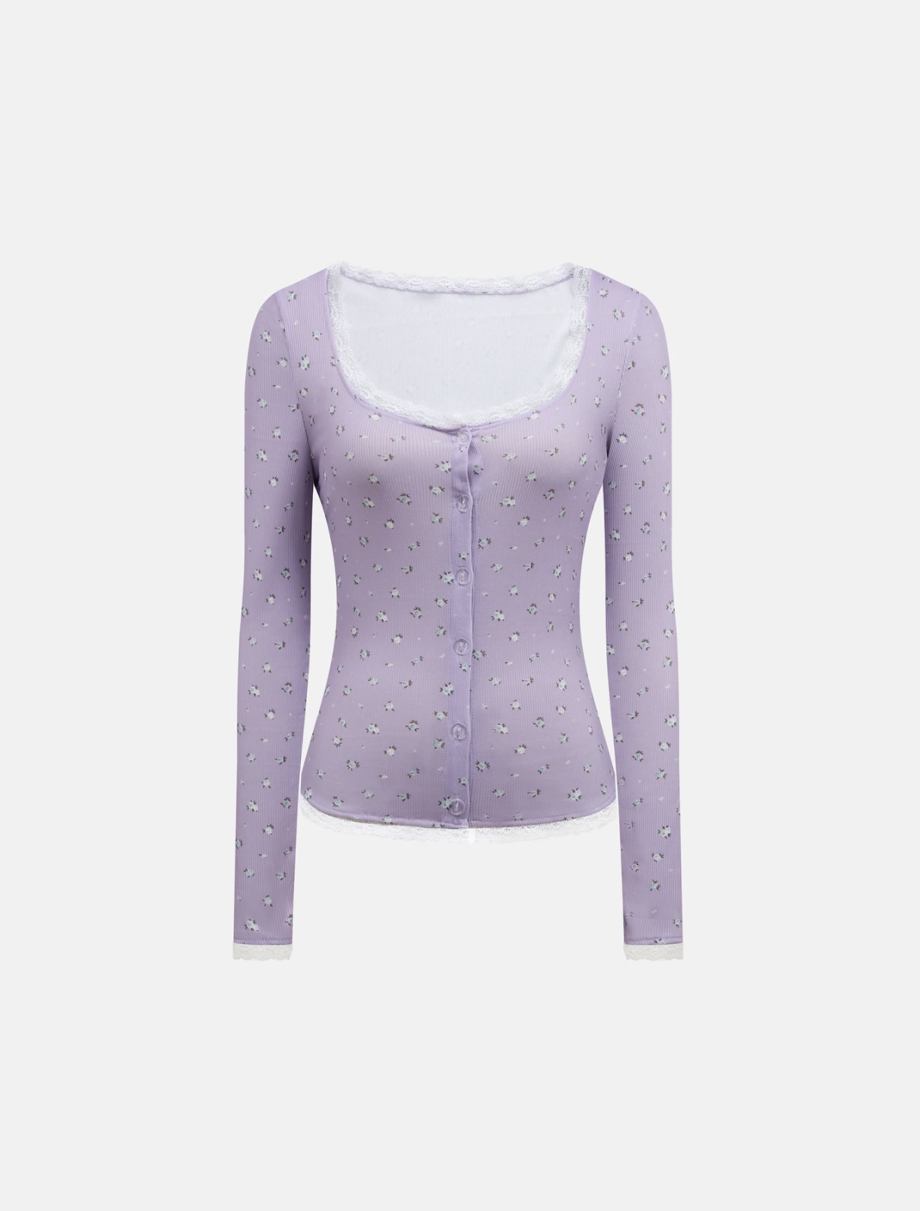 Printed Lace Trimmed Top - Image 4