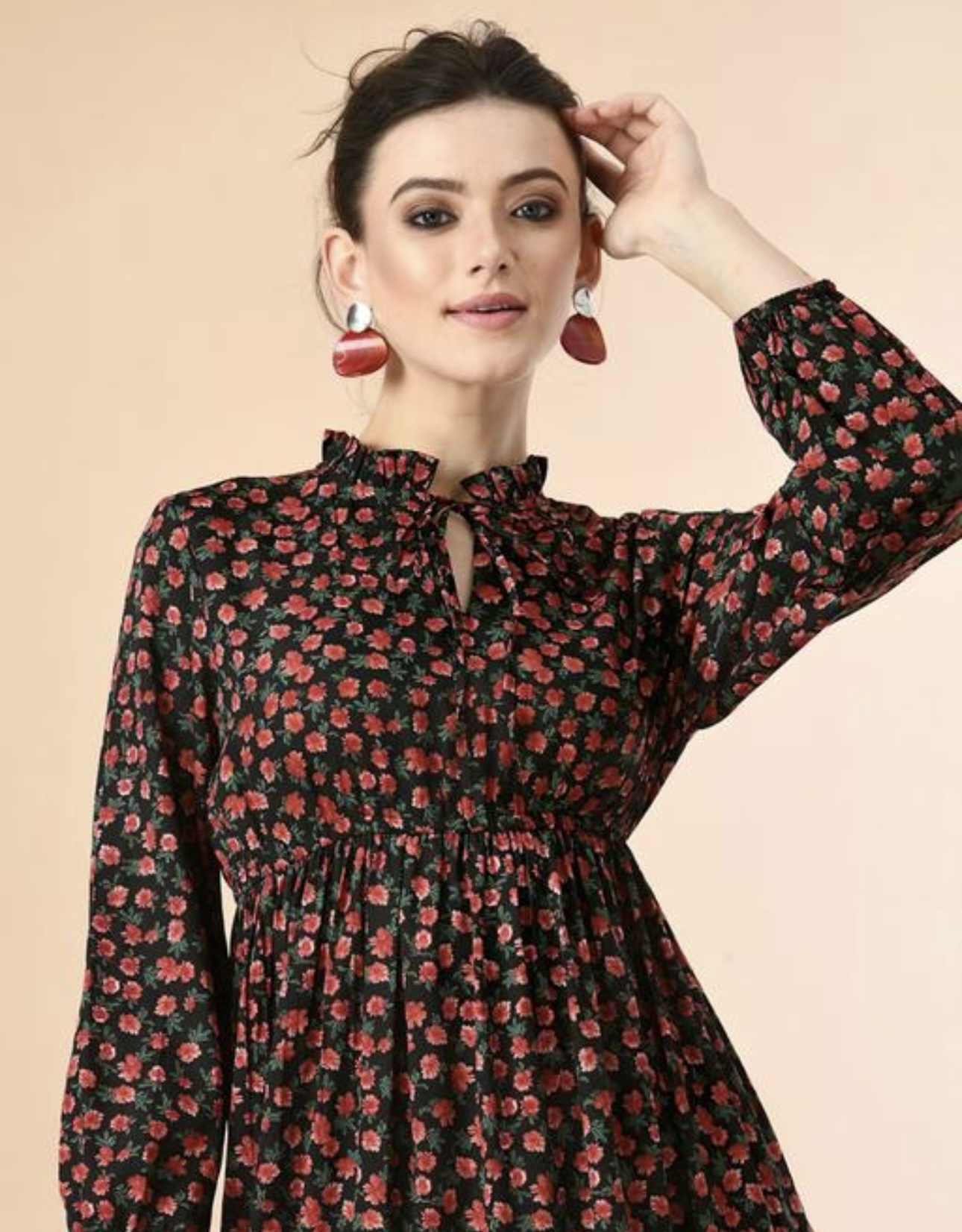 Classy Neck Pattern A - Line Dress - Image 18