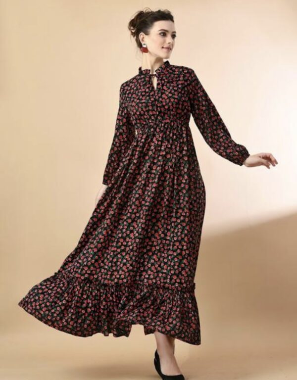 Classy Neck Pattern A - Line Dress - Image 5