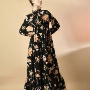 Classy Neck Pattern A - Line Dress - Image 3