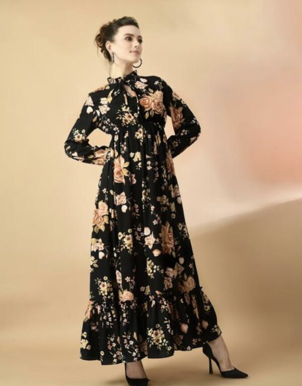 Classy Neck Pattern A - Line Dress - Image 3