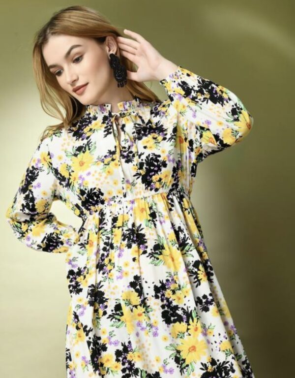 Classy Neck Pattern A - Line Dress - Image 6