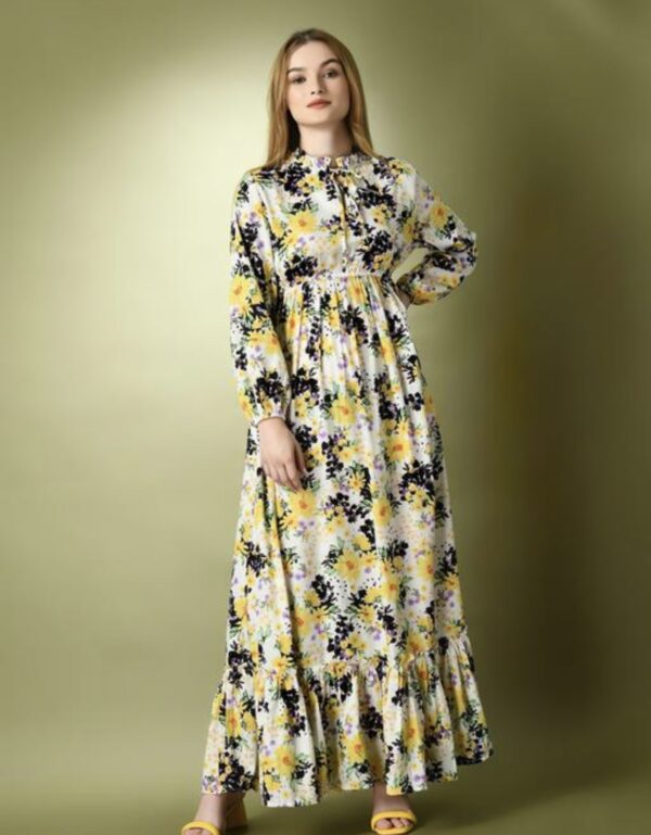 Classy Neck Pattern A - Line Dress - Image 1