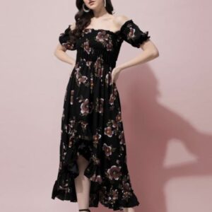 High - Low Off the Shoulder A - Line Dress