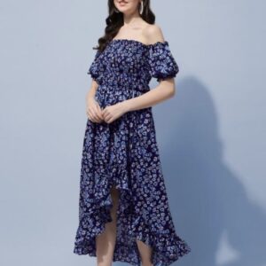 High - Low Off the Shoulder A - Line Dress - Image 4