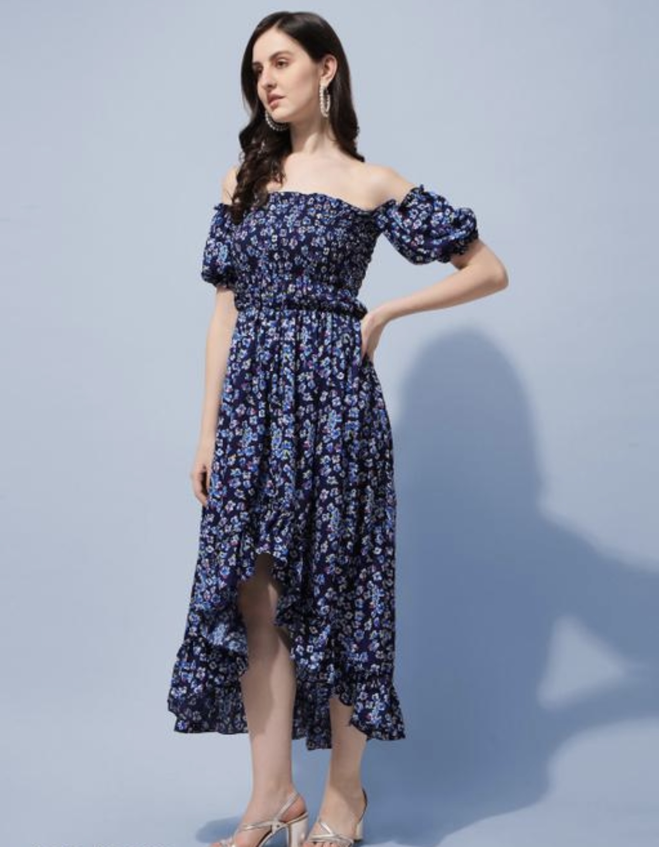 High - Low Off the Shoulder A - Line Dress - Image 8