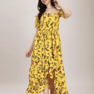 High - Low Off the Shoulder A - Line Dress - Image 2