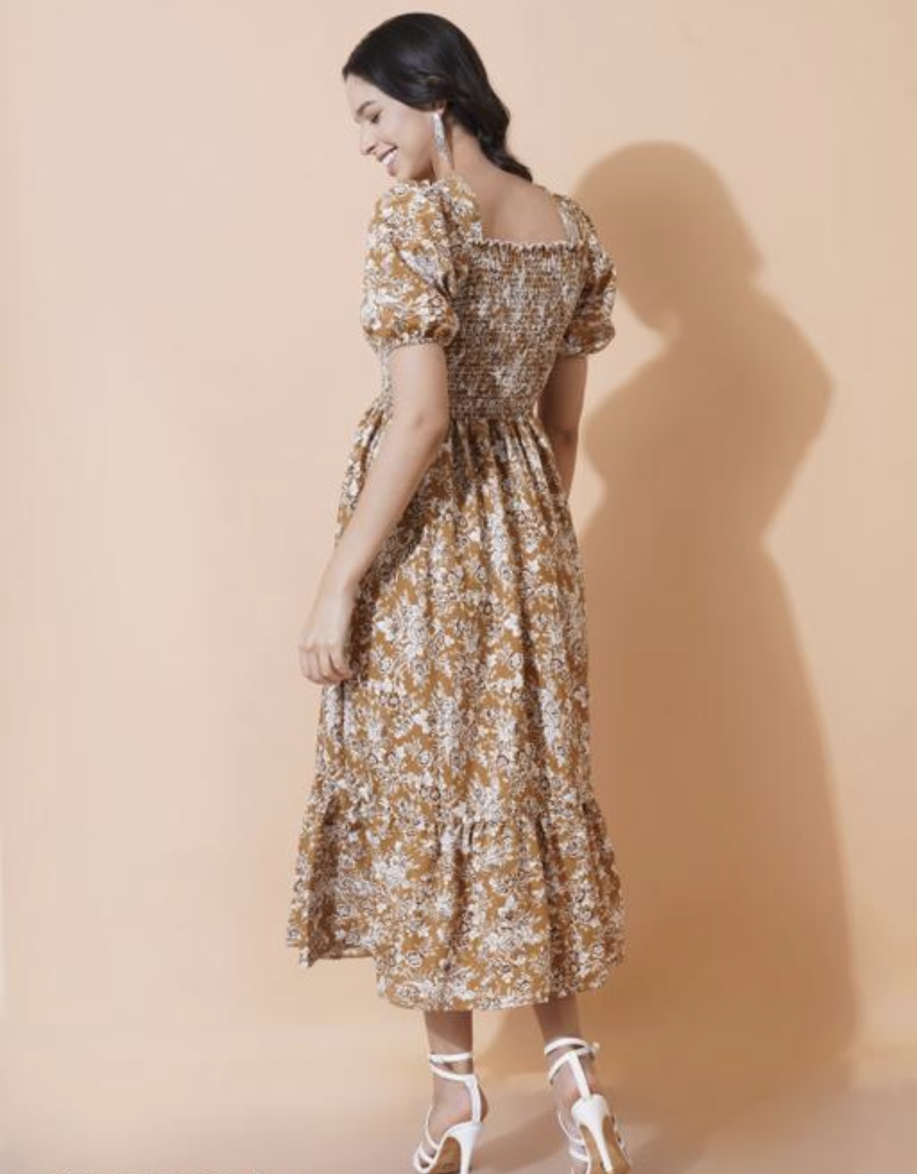 Smocked Superior A - Line Midi Dress - Image 12