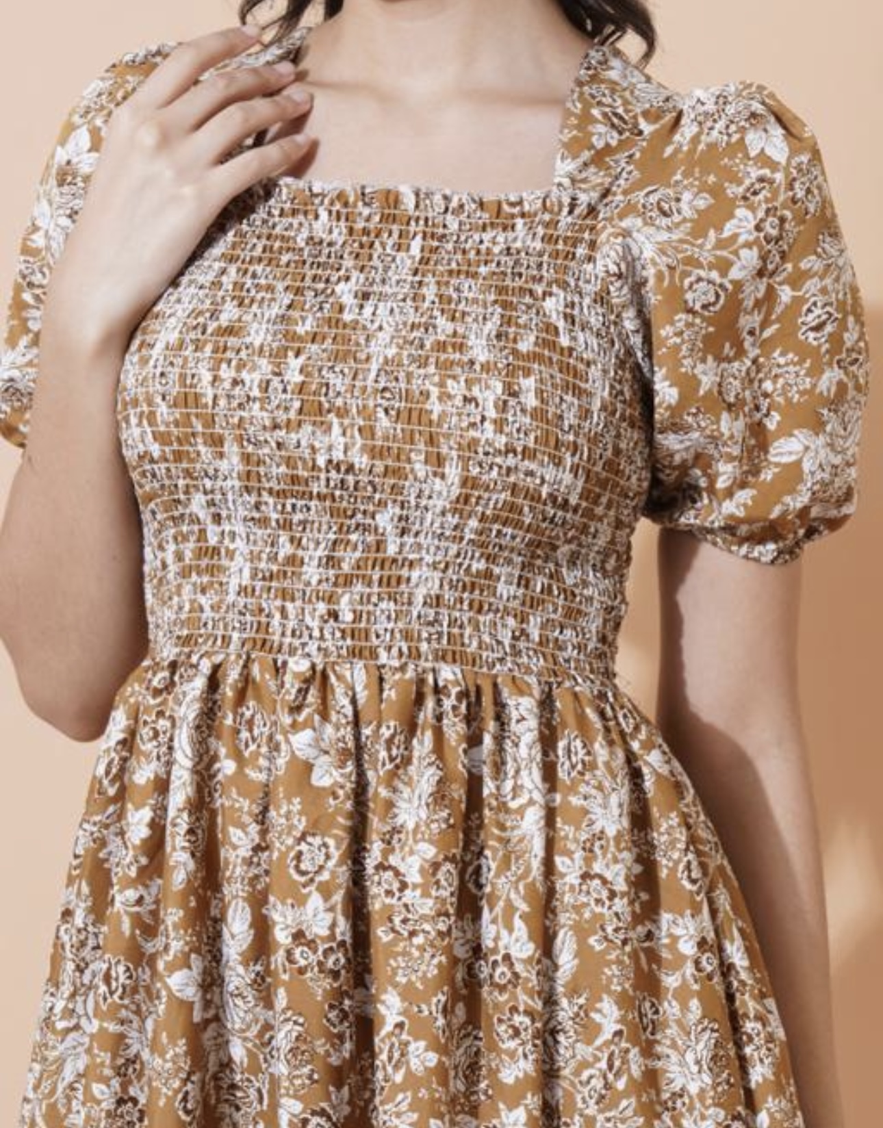 Smocked Superior A - Line Midi Dress - Image 11