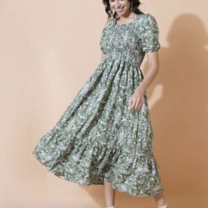 Smocked Superior A - Line Midi Dress - Image 10