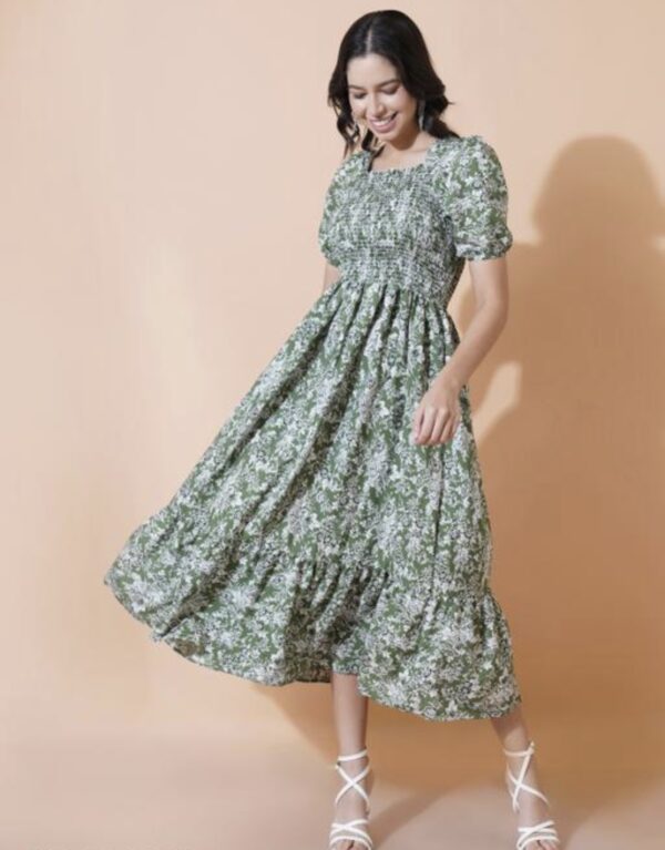 Smocked Superior A - Line Midi Dress - Image 10