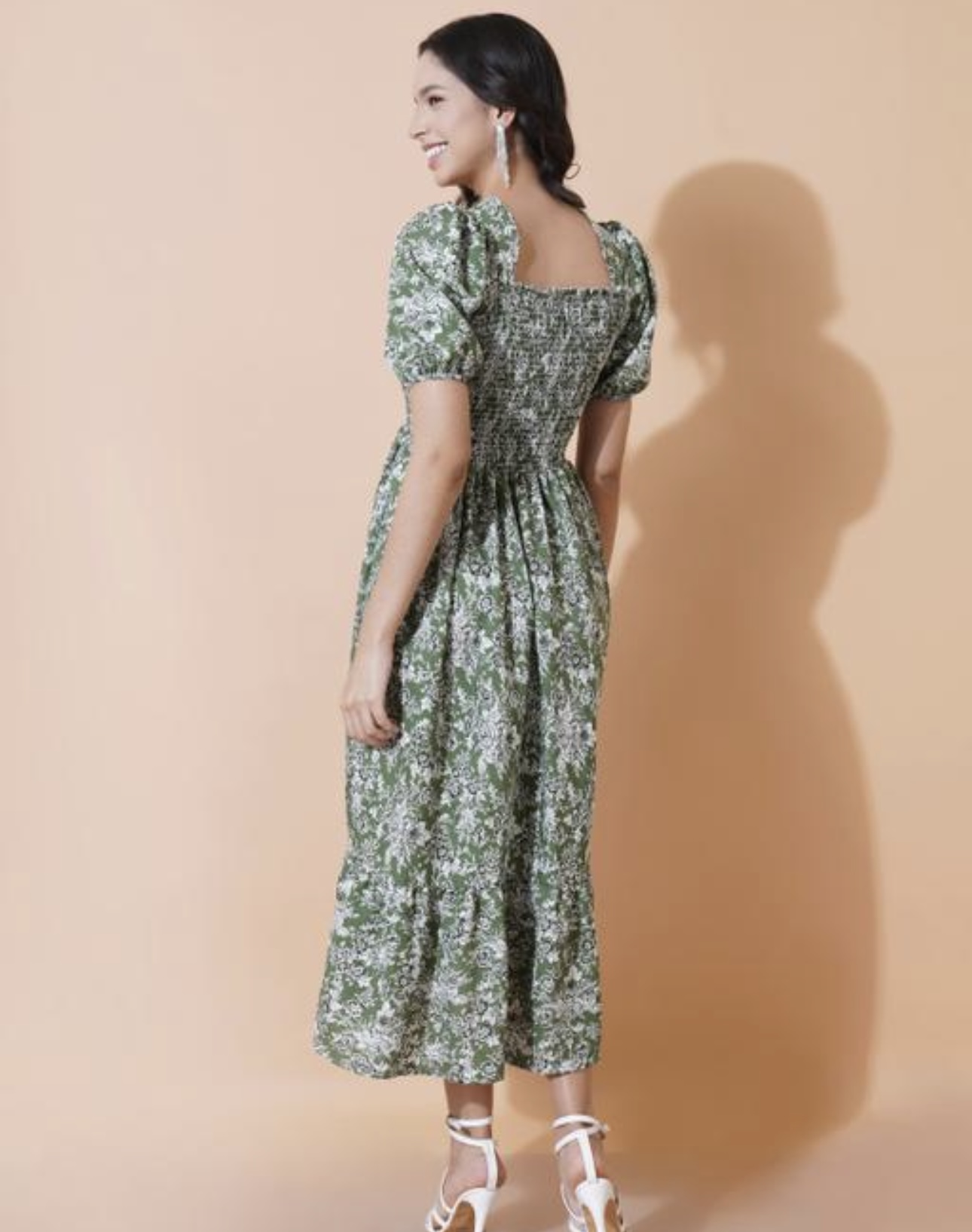 Smocked Superior A - Line Midi Dress - Image 9
