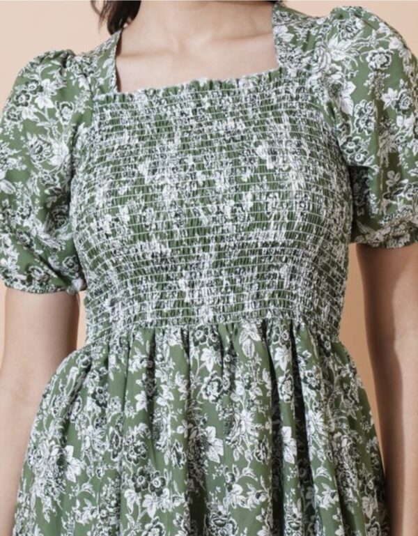 Smocked Superior A - Line Midi Dress - Image 8