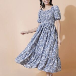 Smocked Superior A - Line Midi Dress - Image 7