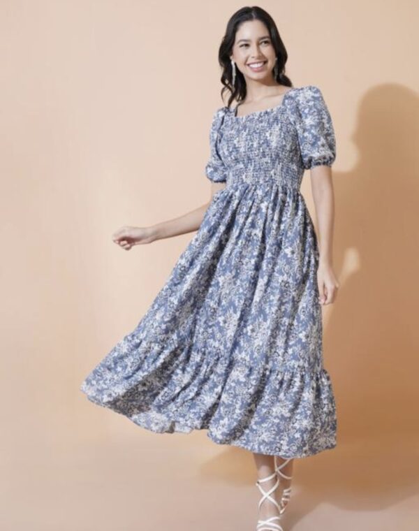 Smocked Superior A - Line Midi Dress - Image 7