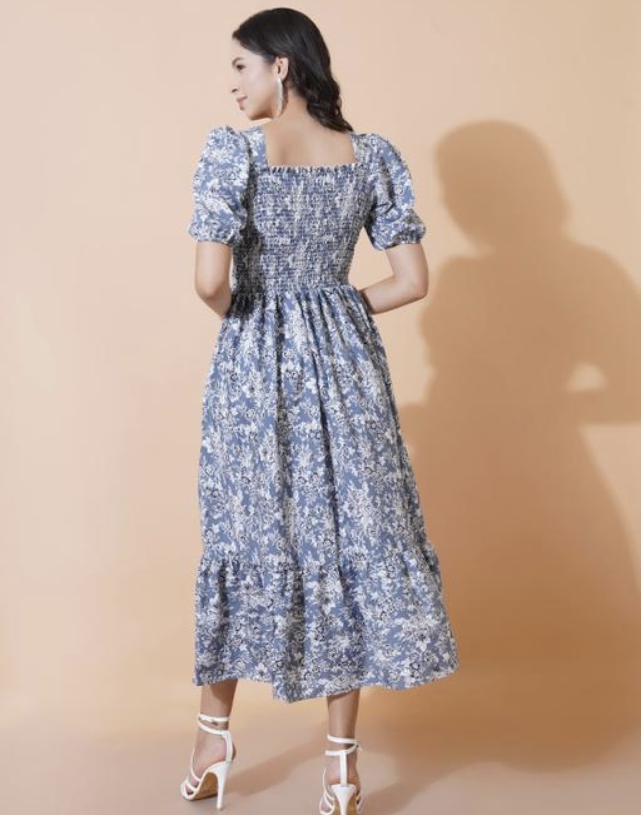 Smocked Superior A - Line Midi Dress - Image 6