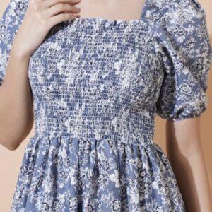 Smocked Superior A - Line Midi Dress - Image 5