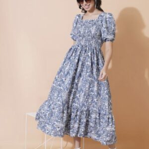 Smocked Superior A - Line Midi Dress