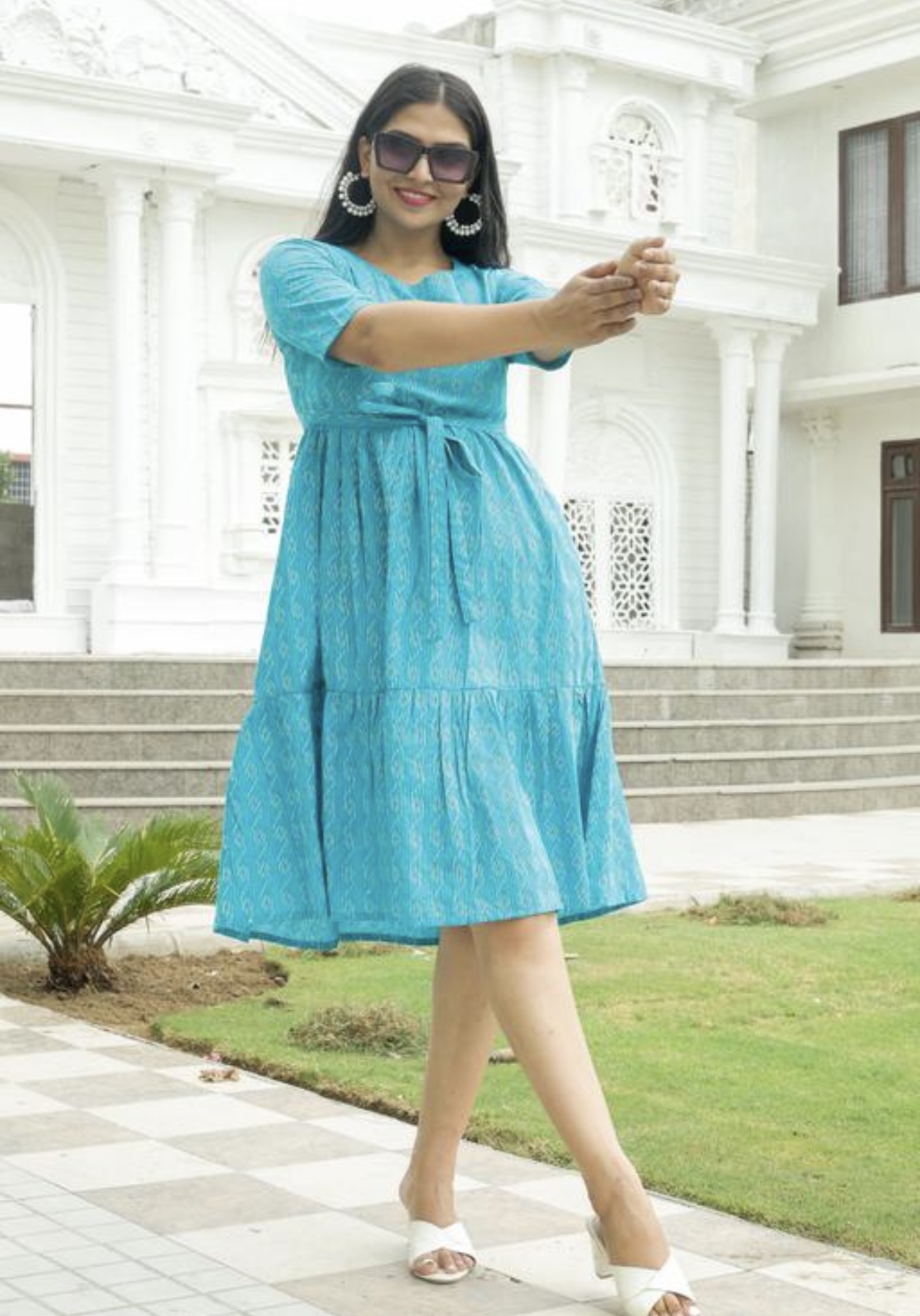 Cotton Elegant A - Line Dress - Image 1