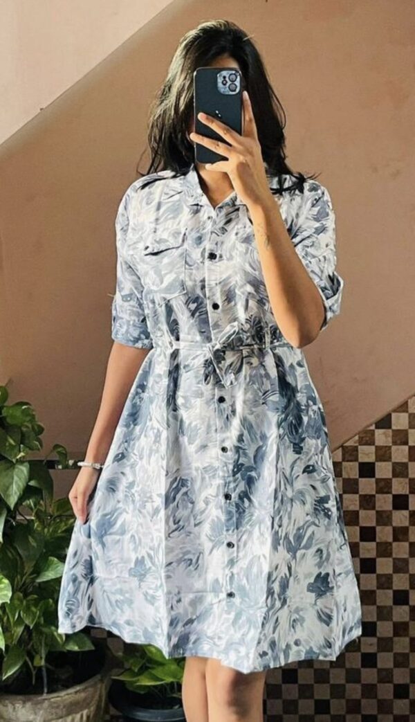 Cotton Collar A - Line Dress - Image 1