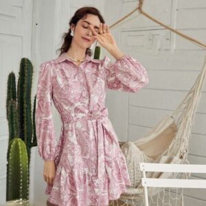 Vibrant Print Collar Mini Dress - Image 16